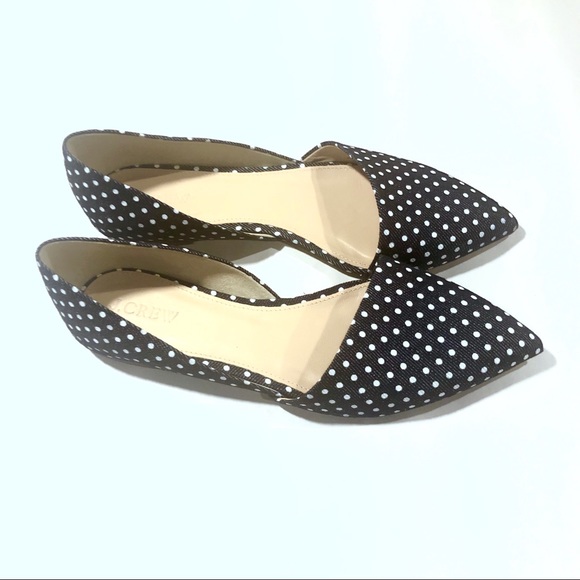 J.Crew "Sloan" D'Orsay polka dot denim flats 7 M - Picture 4 of 8